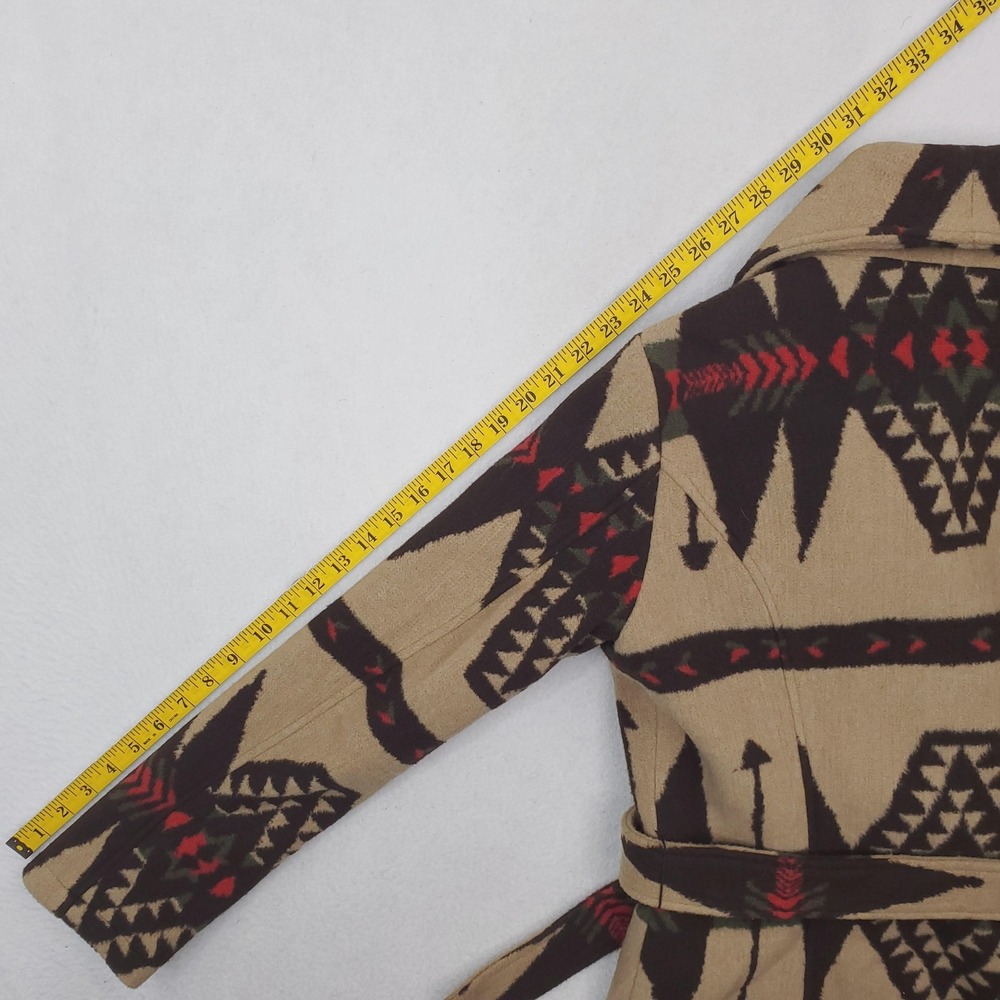 Montanaco Aztec Coat Womens Small Beige Southwestern Fleece Trench Geometric - Picture 10 of 10